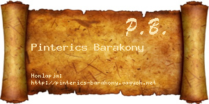 Pinterics Barakony névjegykártya